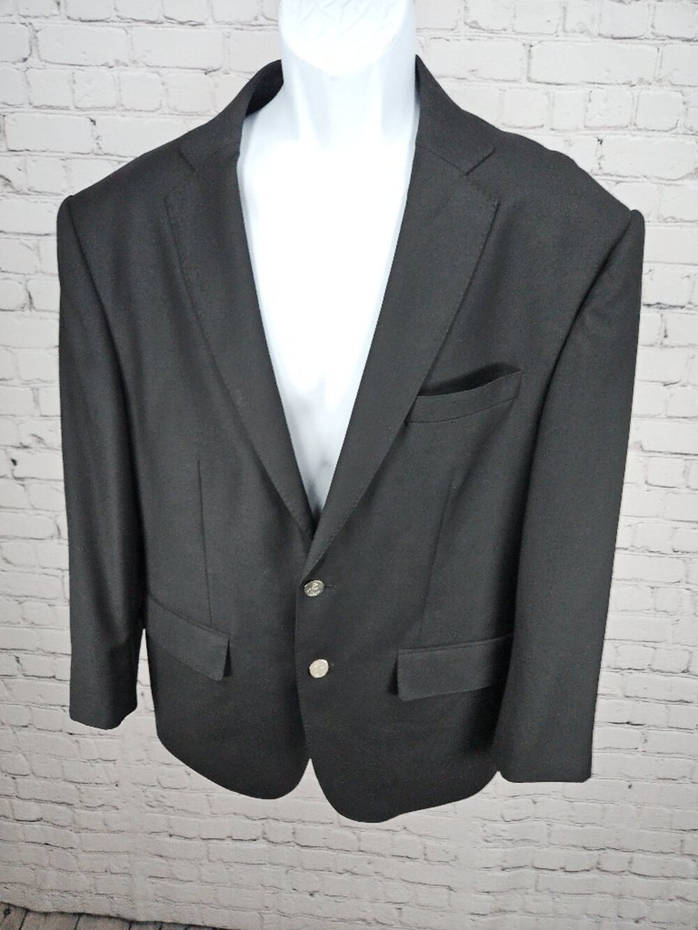 Ermenegildo Zegna Trofeo Black Wool 2 Button Blazer Sport Coat 45R